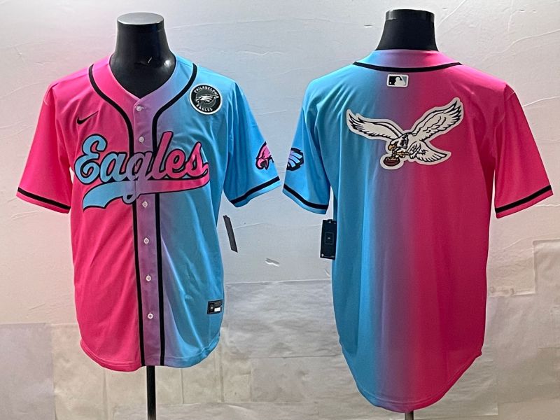 Men 2025 Philadelphia Eagles Blank Blue pink Nike Limited NFL Jersey style 018->philadelphia eagles->NFL Jersey
